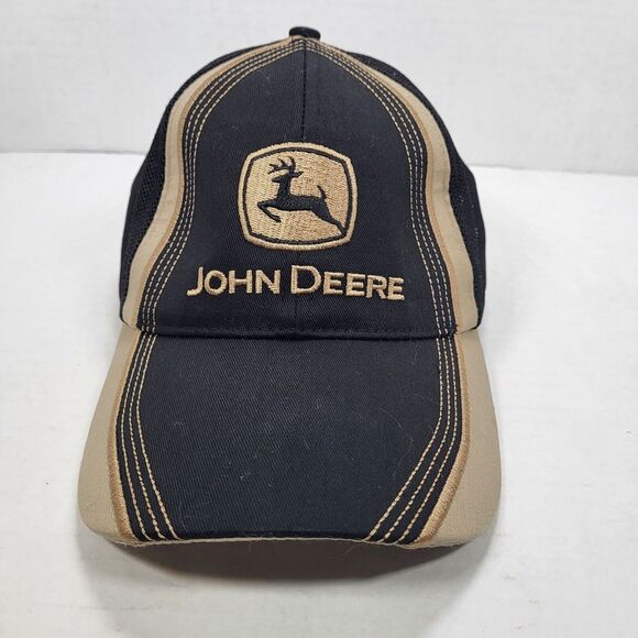 John Deere Black Tan One Size Fits All Strapback Hat Milwaukee 2014‎ - Picture 1 of 10